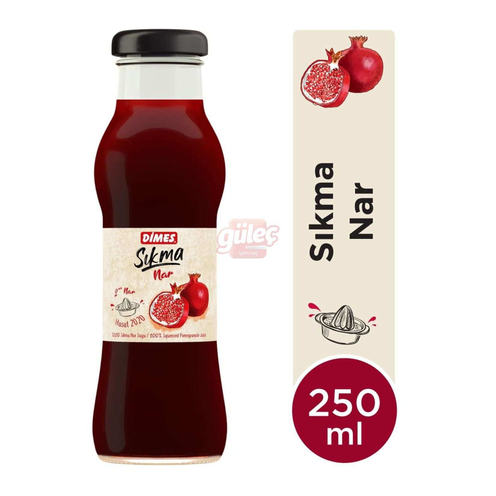 Dimes Moments Nar Suyu Cam Şişe 250 Ml