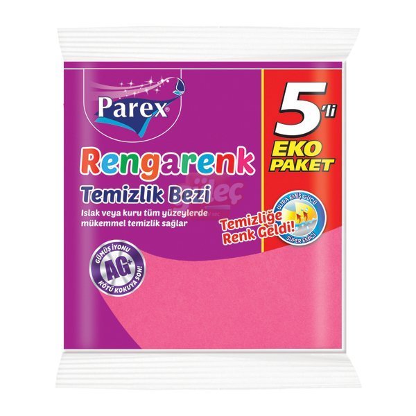 Parex Rengarenk Temizlik Bezi 5'li Eko Paket