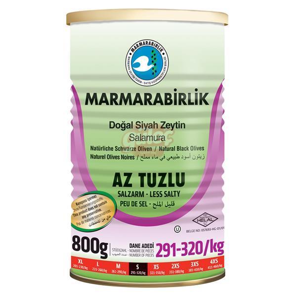 Marmara Birlik Doğal Az Tuzlu Siyah Zeytin Salamura (S) 800 G