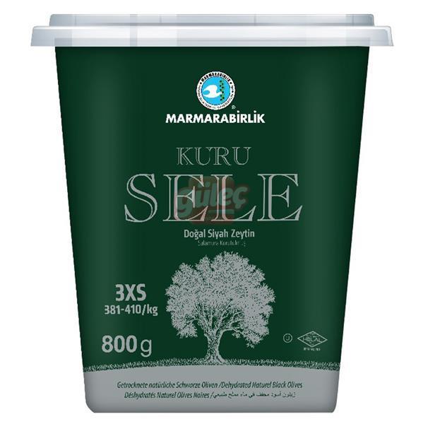 Marmara Birlik Doğal Siyah Zeytin Kuru Sele (3XS) 800 G