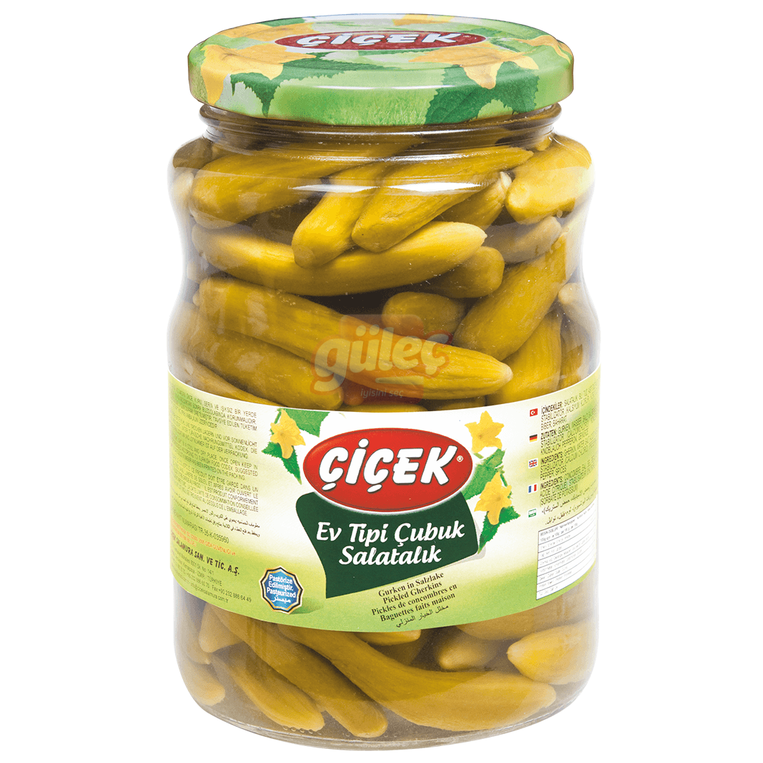 Çiçek Çubuk Salatalık Turşusu Cam Kavanoz 1600 G