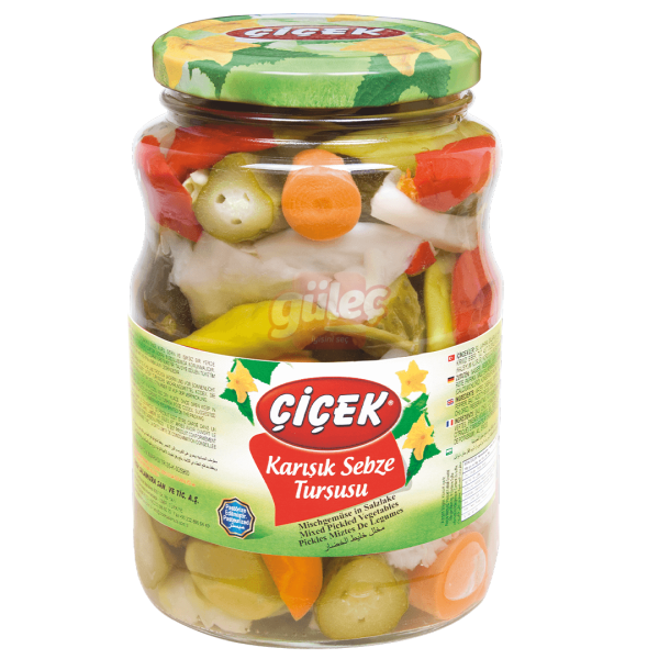 Çiçek Karışık Türlü Turşu Cam Kavanoz 1600 G