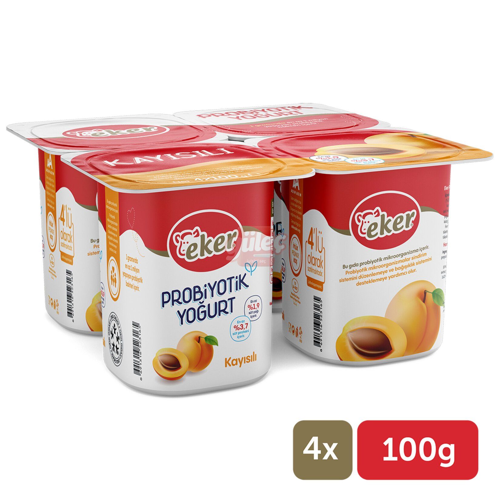 Eker Kayısılı Probiyotik Yoğurt 4x100 G