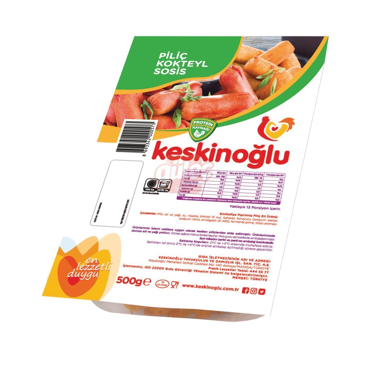 Keskinoğlu Piliç Kokteyl Sosis 500 G