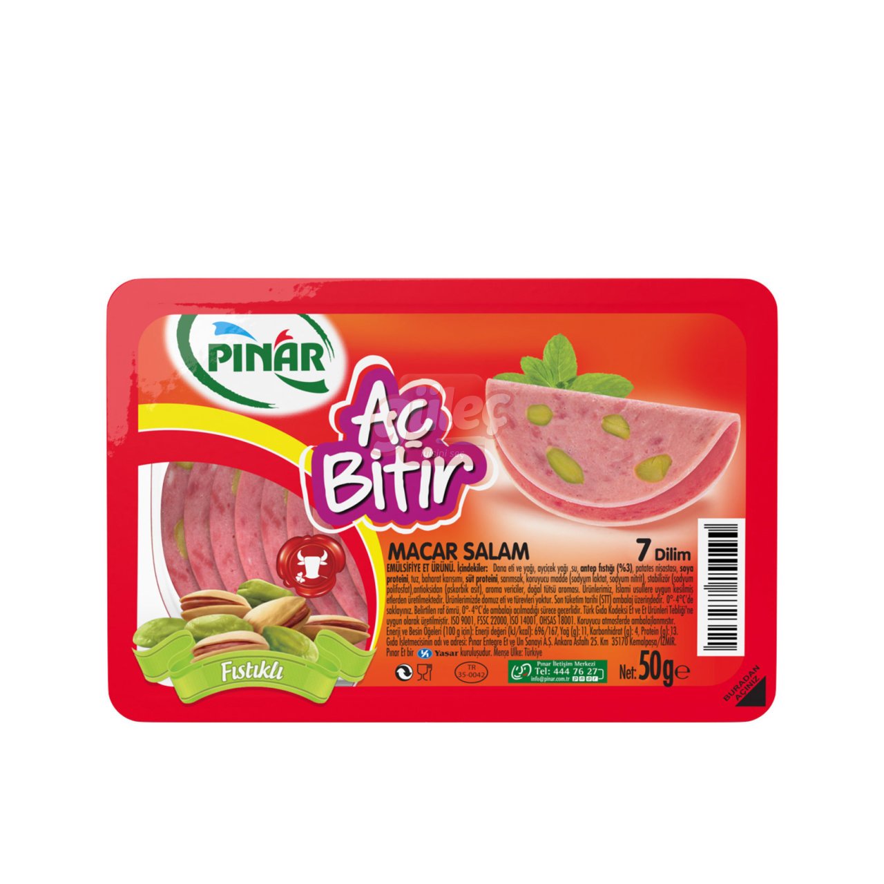 Pınar Aç Bitir Fıstıklı Macar Salam 50 G