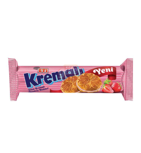 Eti Çilek Kremalı Sandviç Bisküvi 77 G