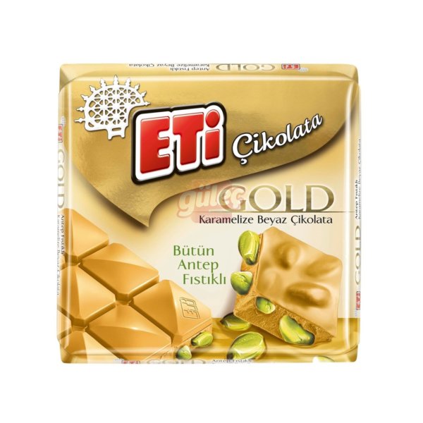 Eti Gold Bütün Antep Fıstıklı Karamelize Beyaz Çikolata 60 G