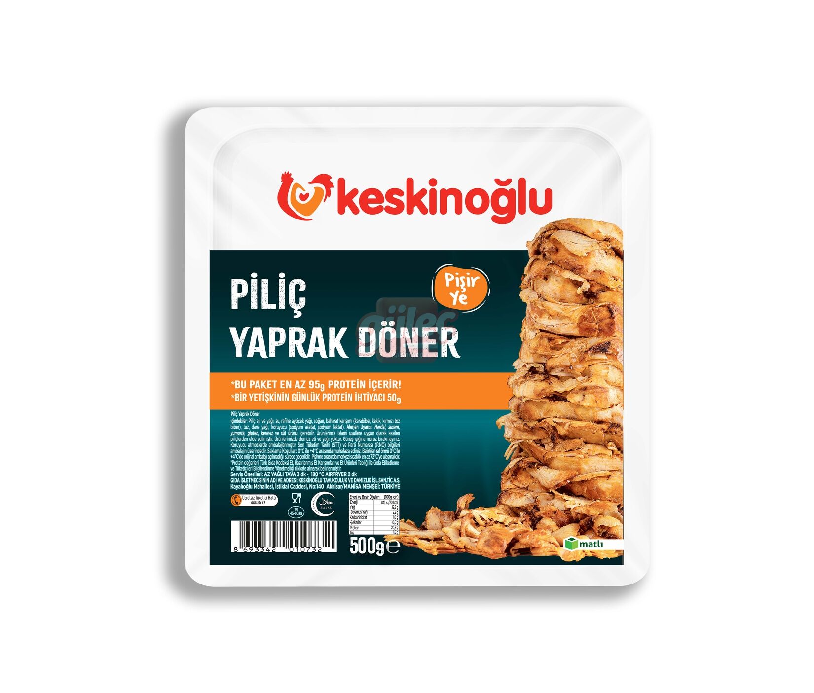 Keskinoğlu Piliç Yaprak Döner 500 G