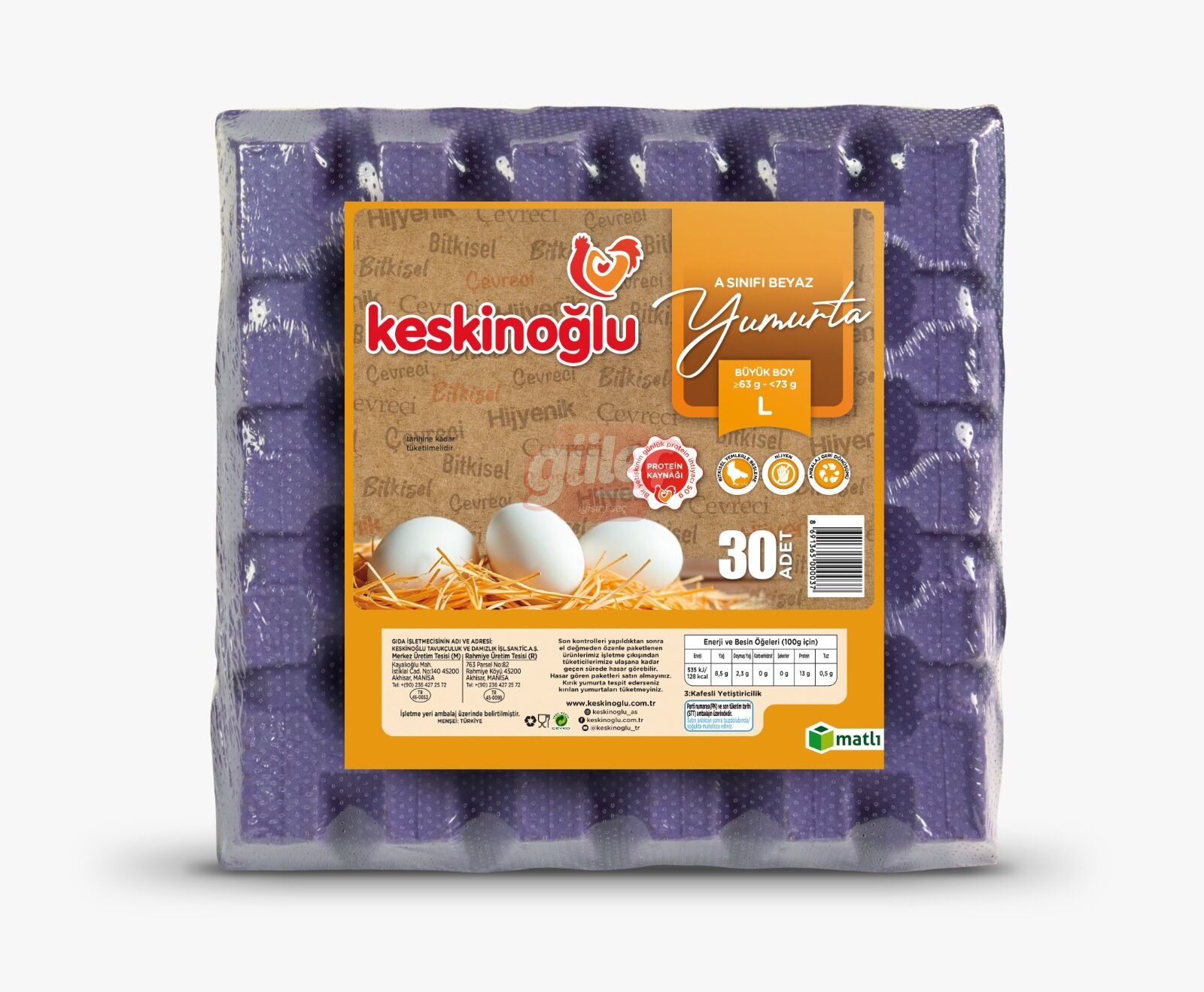 Keskinoğlu Büyük Boy Beyaz Yumurta 30'lu (L)