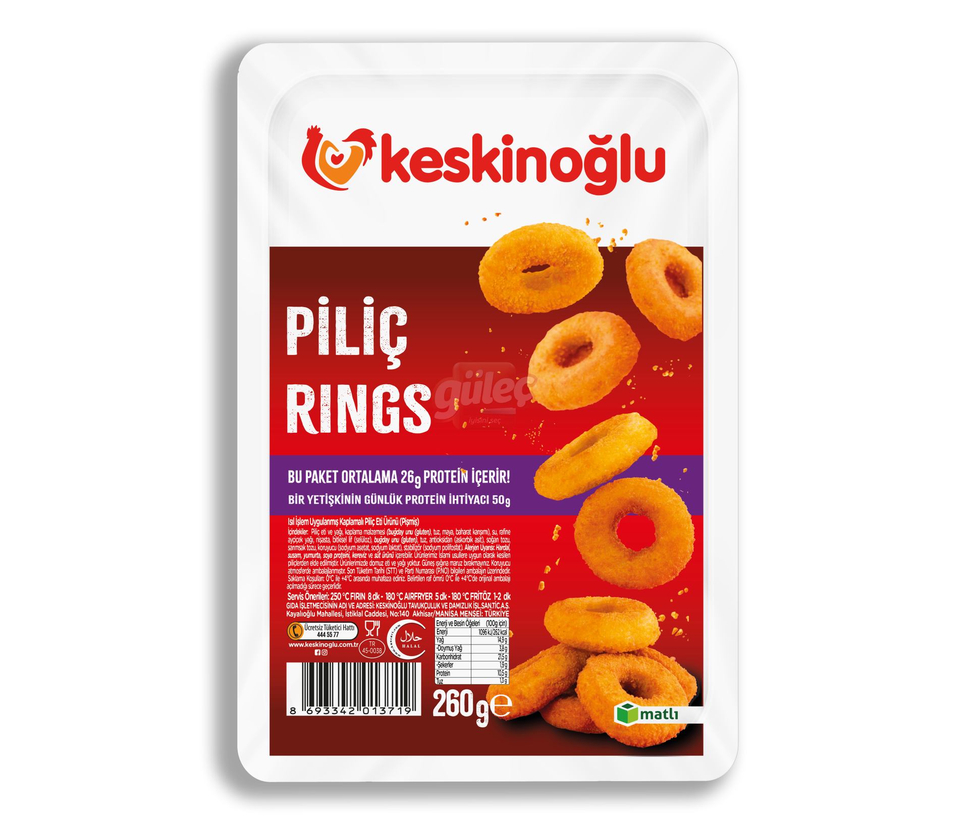 Keskinoğlu Chicken Rings Piliç Halkaları 260 g