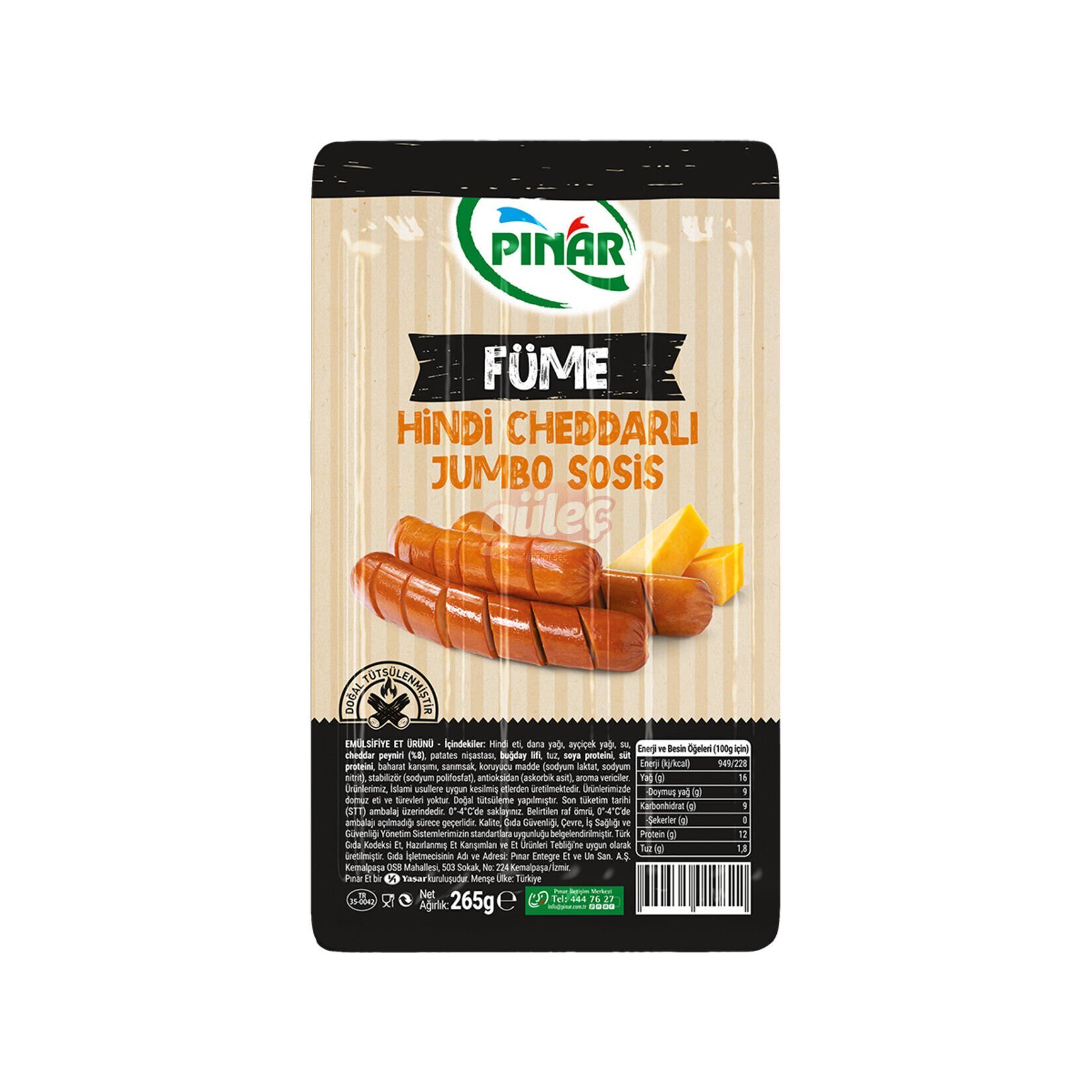 Pınar Cheddarlı Füme Sosis 265 G