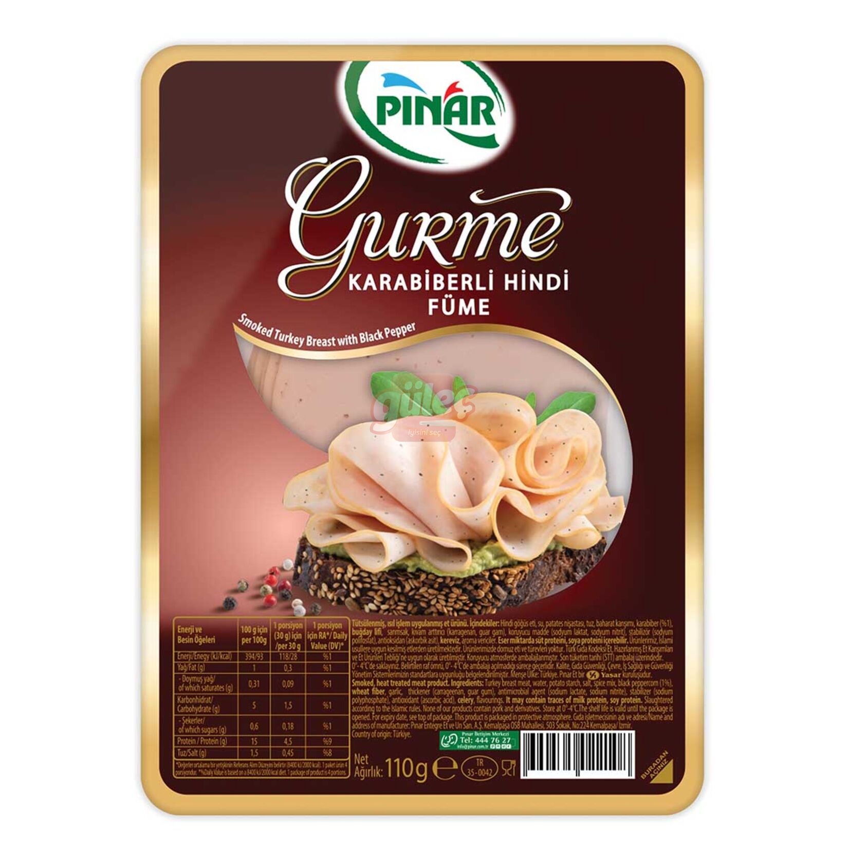 Pınar Gurme Karabiberli Hindi Füme 100 G