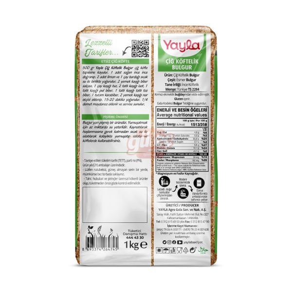 Yayla Çiğ Köftelik Bulgur 1 Kg