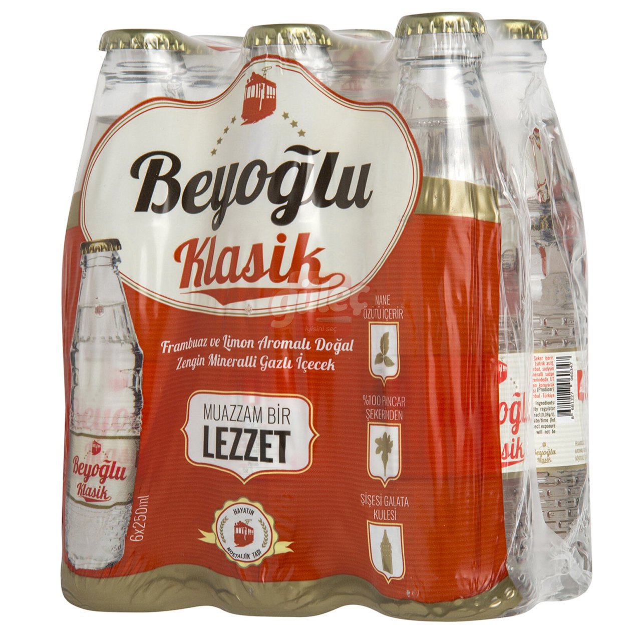 Beyoğlu Klasik Frambuaz&Limon Aromalı Gazoz 6x250 Ml