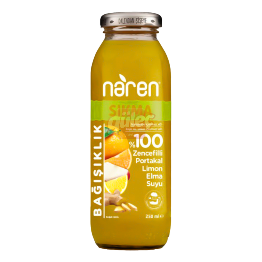 Naren Sıkma Zencefil-Portakal-Limon Elma Suyu 250 Ml