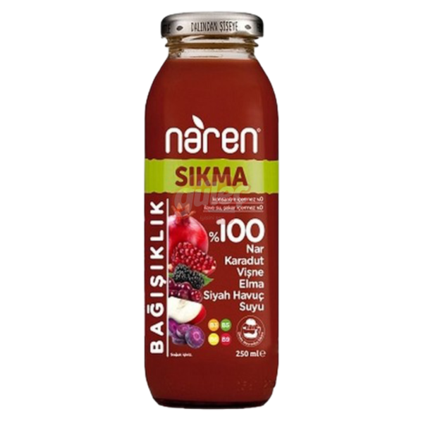Naren Sıkma Karadut-Nar-Vişne-Elma-Siyah Havuç Suyu 250 Ml